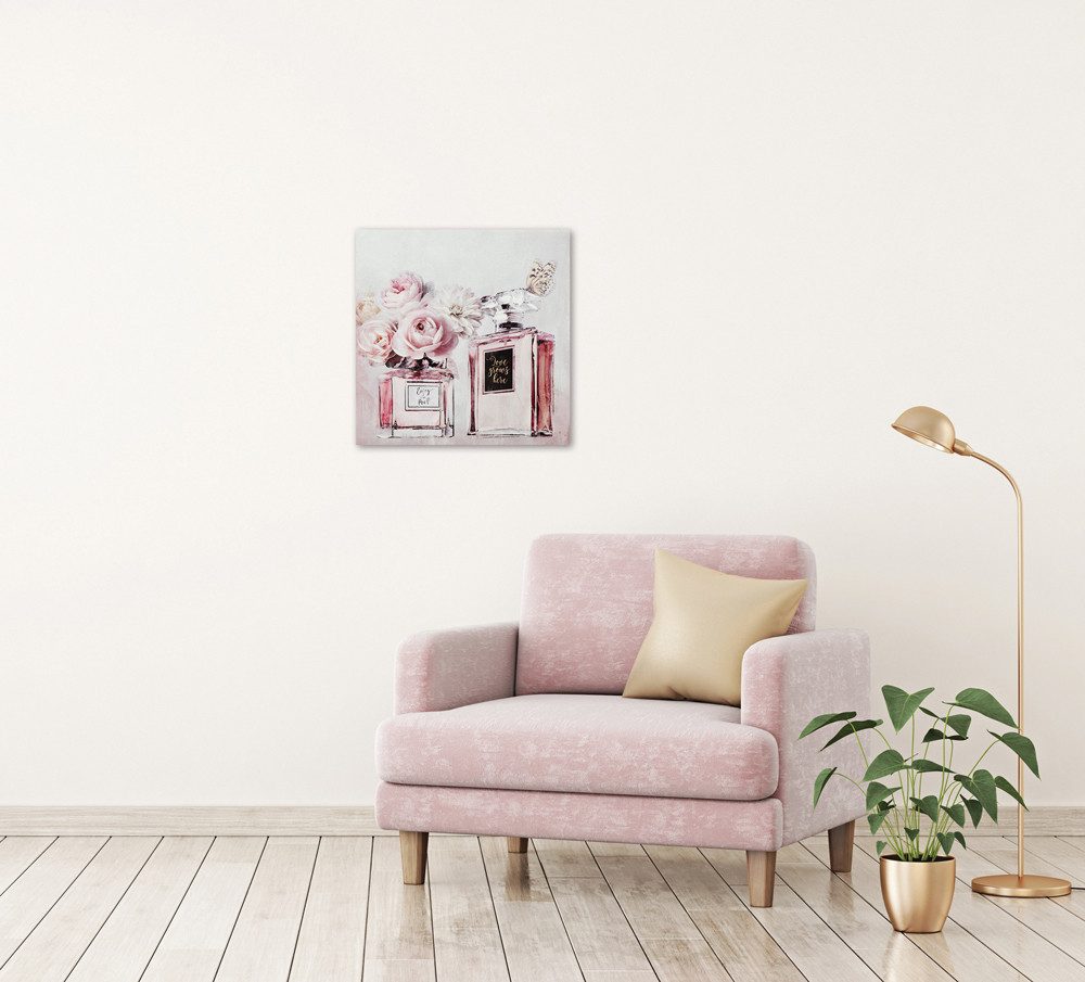 ArtUniverse Gemälde Leinwandbild Blumiges Parfüm 40 x 40 cm, Modern