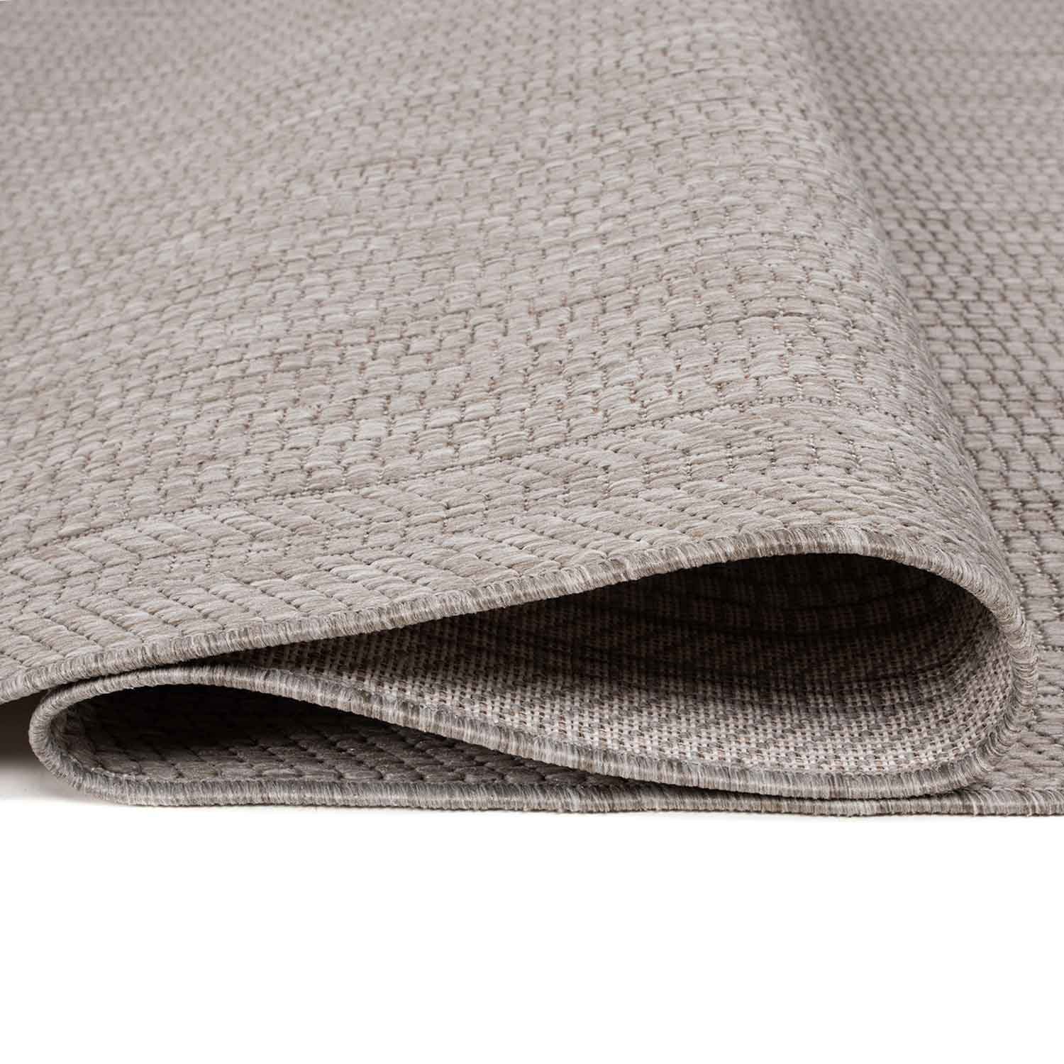 Vimoda Outdoorteppich In- und Outdoor Teppiche Flachgewebe Terrassen In Grau & Beige, Rechteckig, Läufer Balkon Outdoor & Indoor