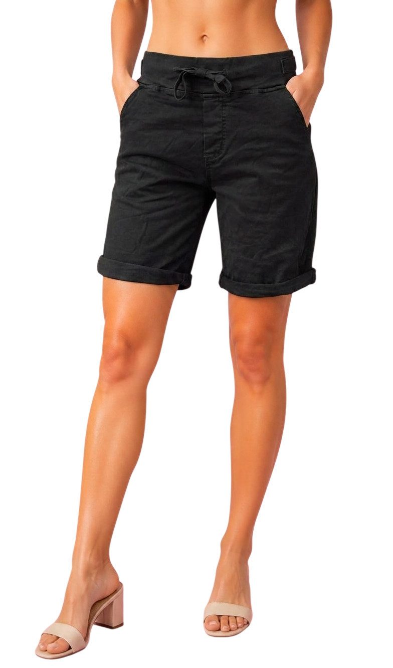 MELLY & CO Bermudas Baumwoll-Damen-Shorts im 5-Pocket-Style mit Tunnelzug & Stretch-Anteil Elastikbund mit Tunnelzug