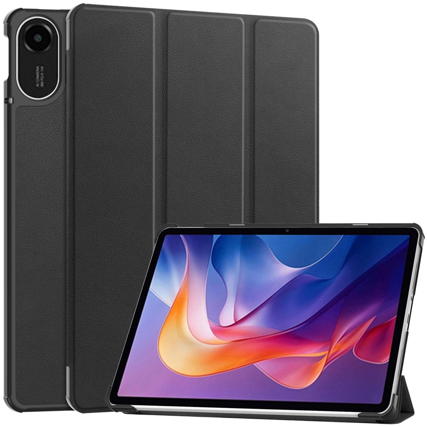 Wigento Tablet-Hülle Für Xiaomi Redmi Pad 2 4G 11" 2025 3folt Wake UP Smart Cover Schwarz, 3-Fach Halterung, Kratzfest, Leicht