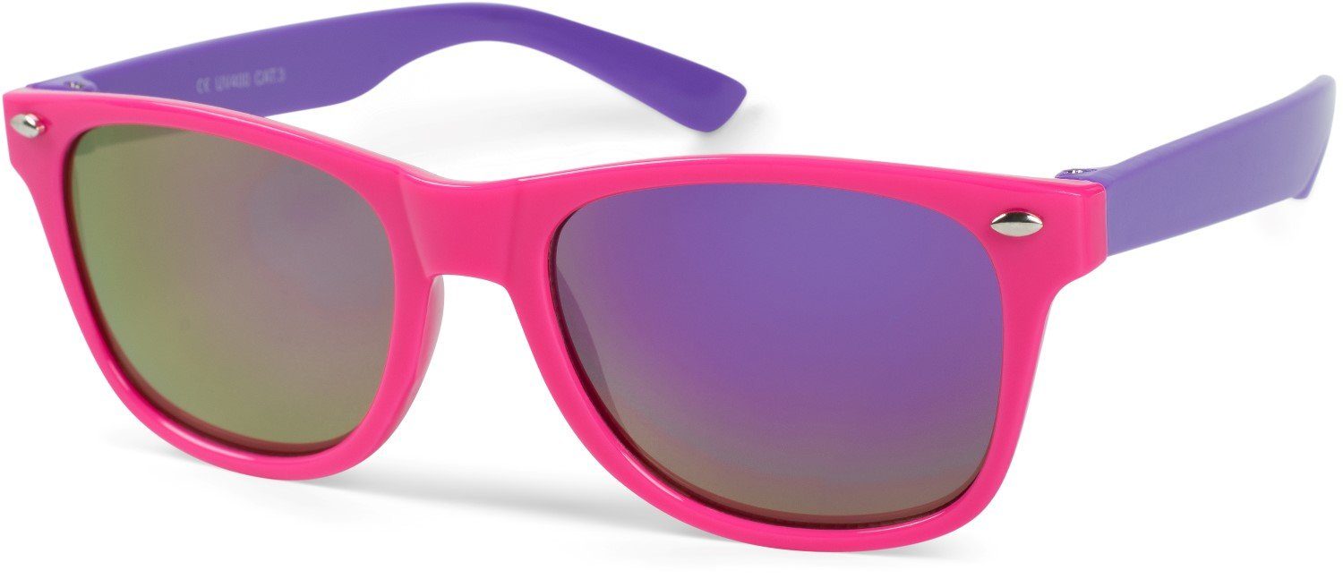 styleBREAKER Sonnenbrille (1-St) Verspiegelt Gestell Pink-Lila / Glas Lila verspiegelt