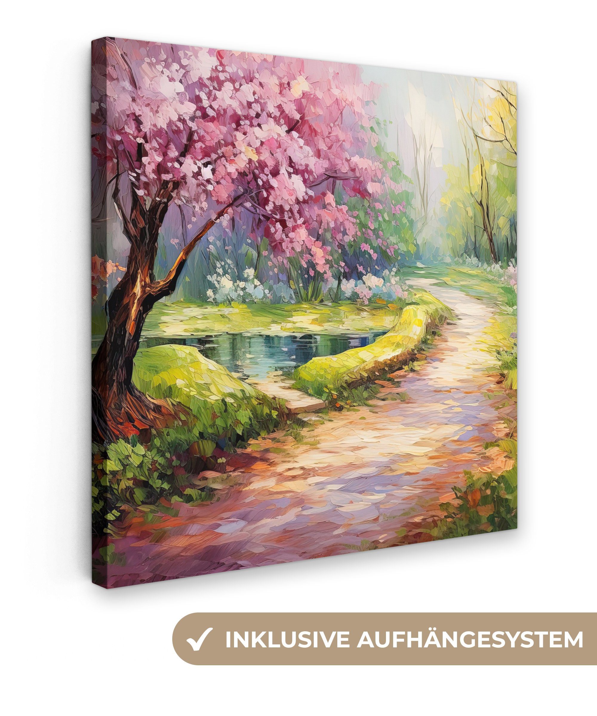 OneMillionCanvasses® Leinwandbild Aquarell - Natur - Bäume - Kunst - Blumen günstig online kaufen