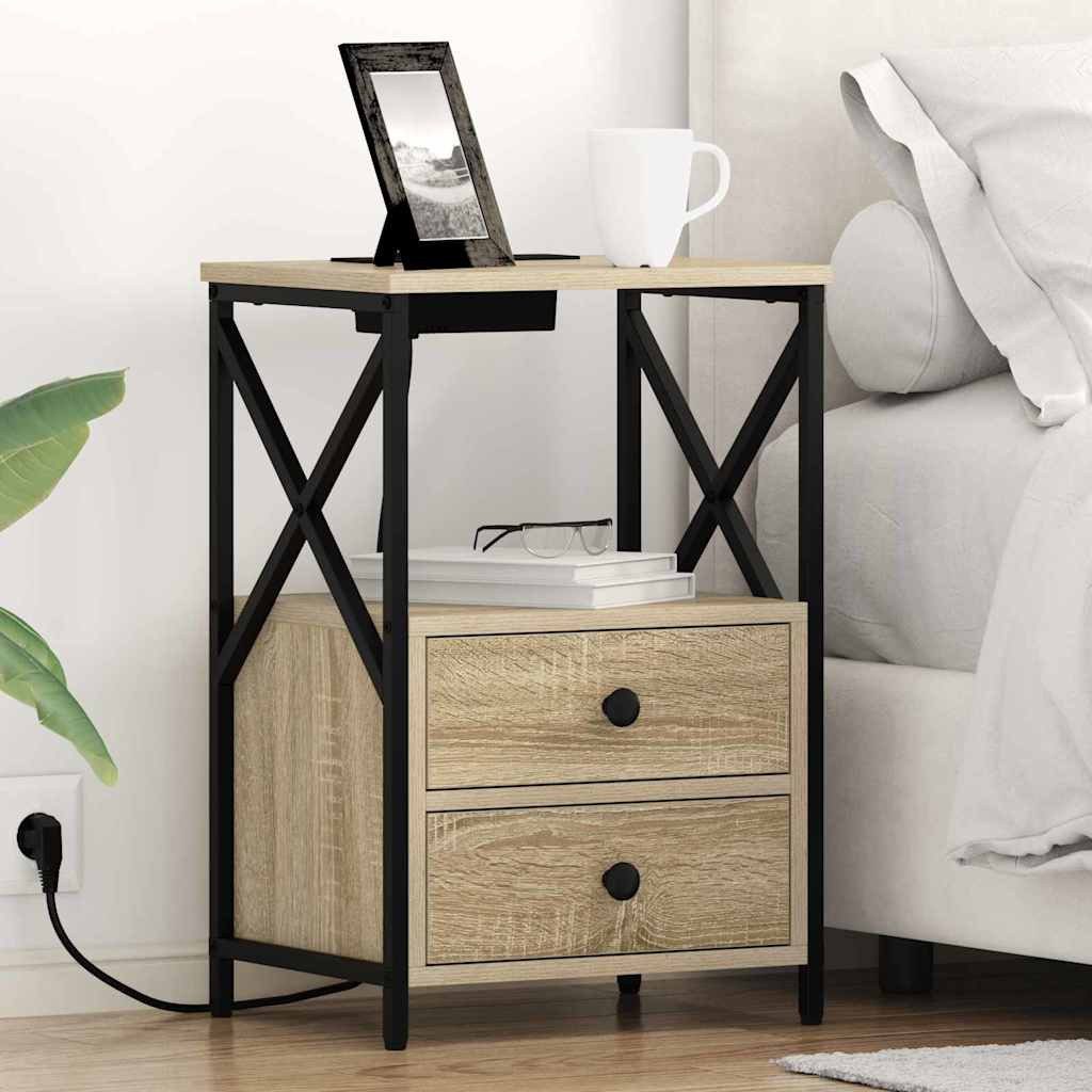 vidaXL Nachttisch Nachttisch 2 stk. Sonoma-Eiche 40 x 31 x 60 cm Holzwerkstoff (2-St) – Bild 2 von 5