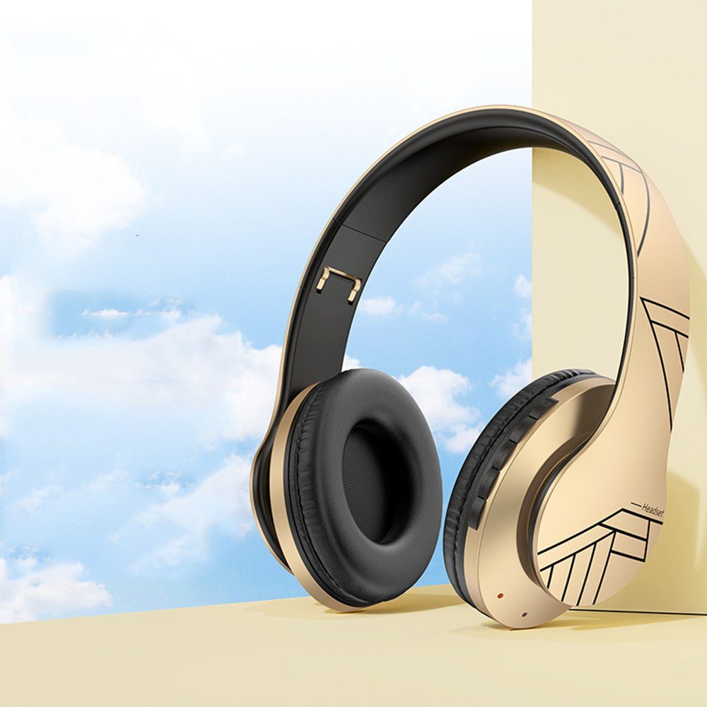 GelldG Bluetooth Over-Ear Kopfhörer, Kabellos Stereo Faltbare Kopfhörer Bluetooth-Kopfhörer gold