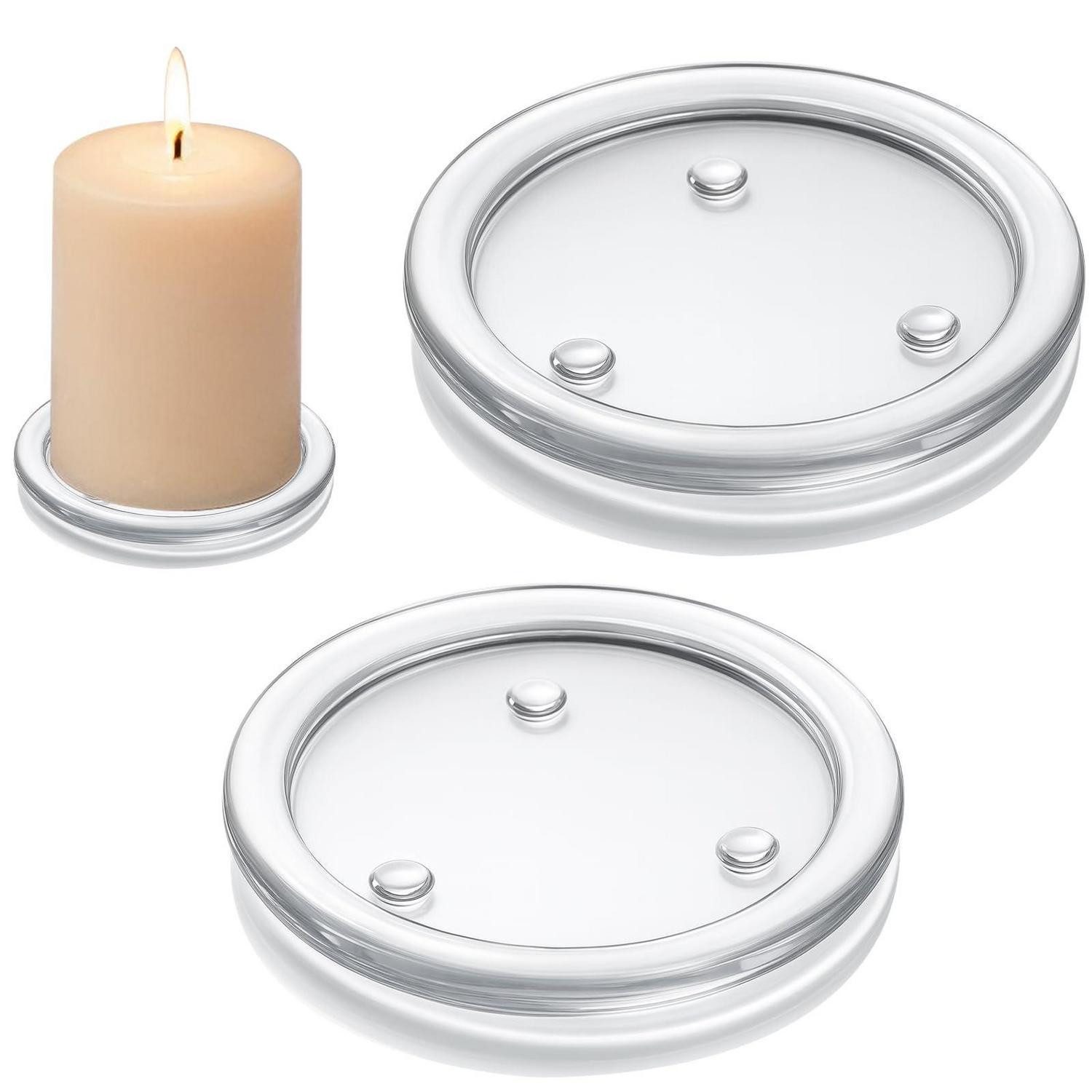 LuxusKollektion Kerzentablett Kerzenteller Glas 2 Stück 10cm Rund (2 St)