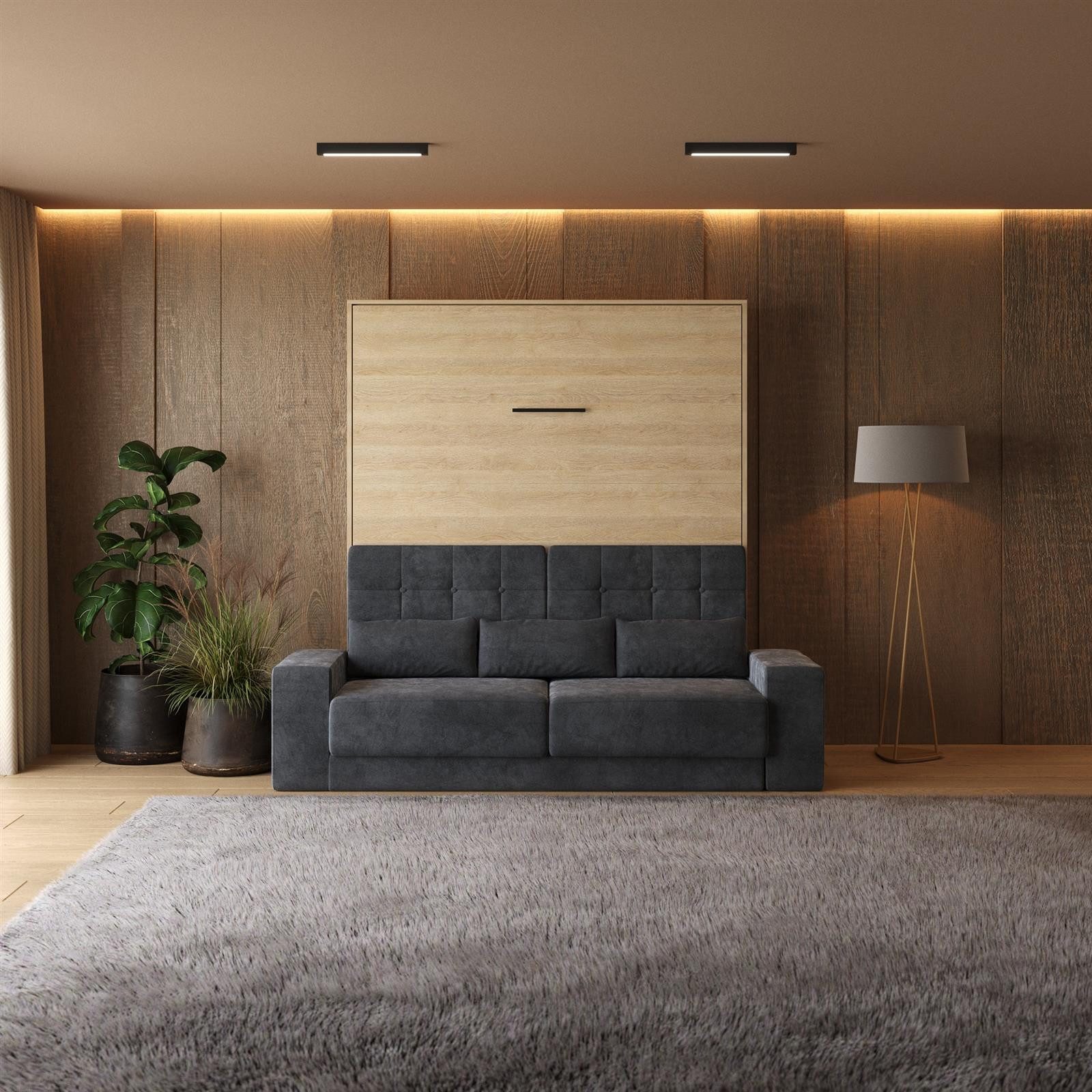 SMARTBett Schrankbett SMARTBett Schrankbett M1 180x200 Vertikal inkl.Anthrazit SOFA (Schrankbett, 2-St., Schrankbett+ Sofa)