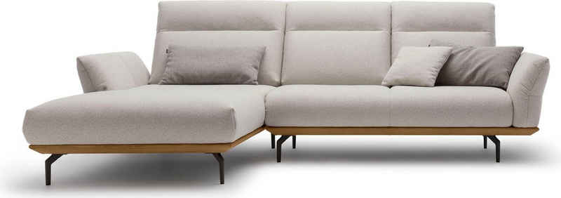 hülsta sofa Ecksofa hs.460, Sockel in Nussbaum, Winkelfüße in Umbragrau, Breite 298 cm