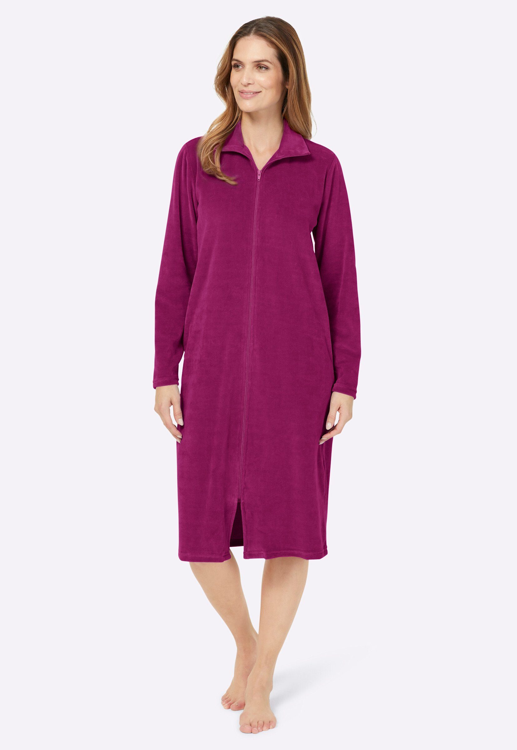 Witt Morgenmantel Morgenmantel ., Baumwolle, Reißverschluss, Nicki günstig online kaufen