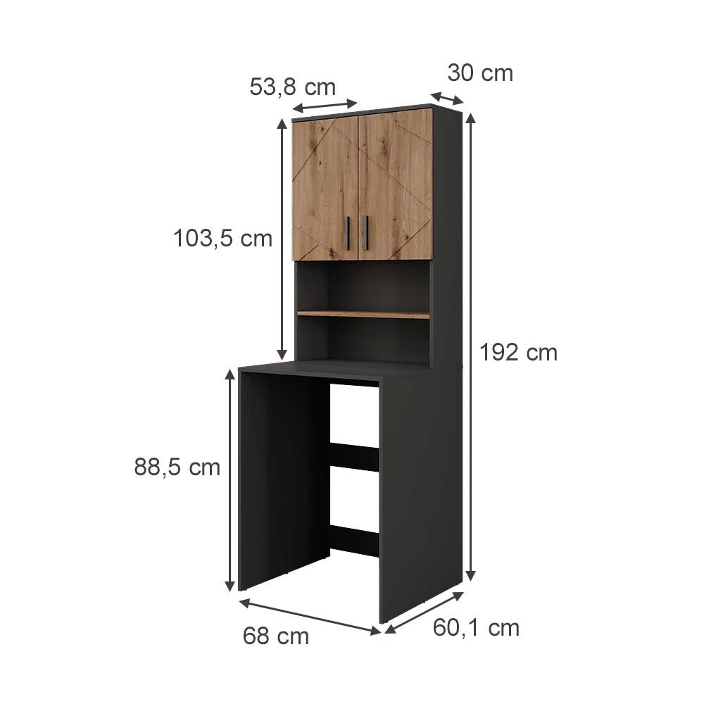 Vicco Waschmaschinenumbauschrank Irma, Anthrazit/Goldkraft Eiche, 68 x 88.5 cm 2 Teile (1-St) – Bild 3 von 5