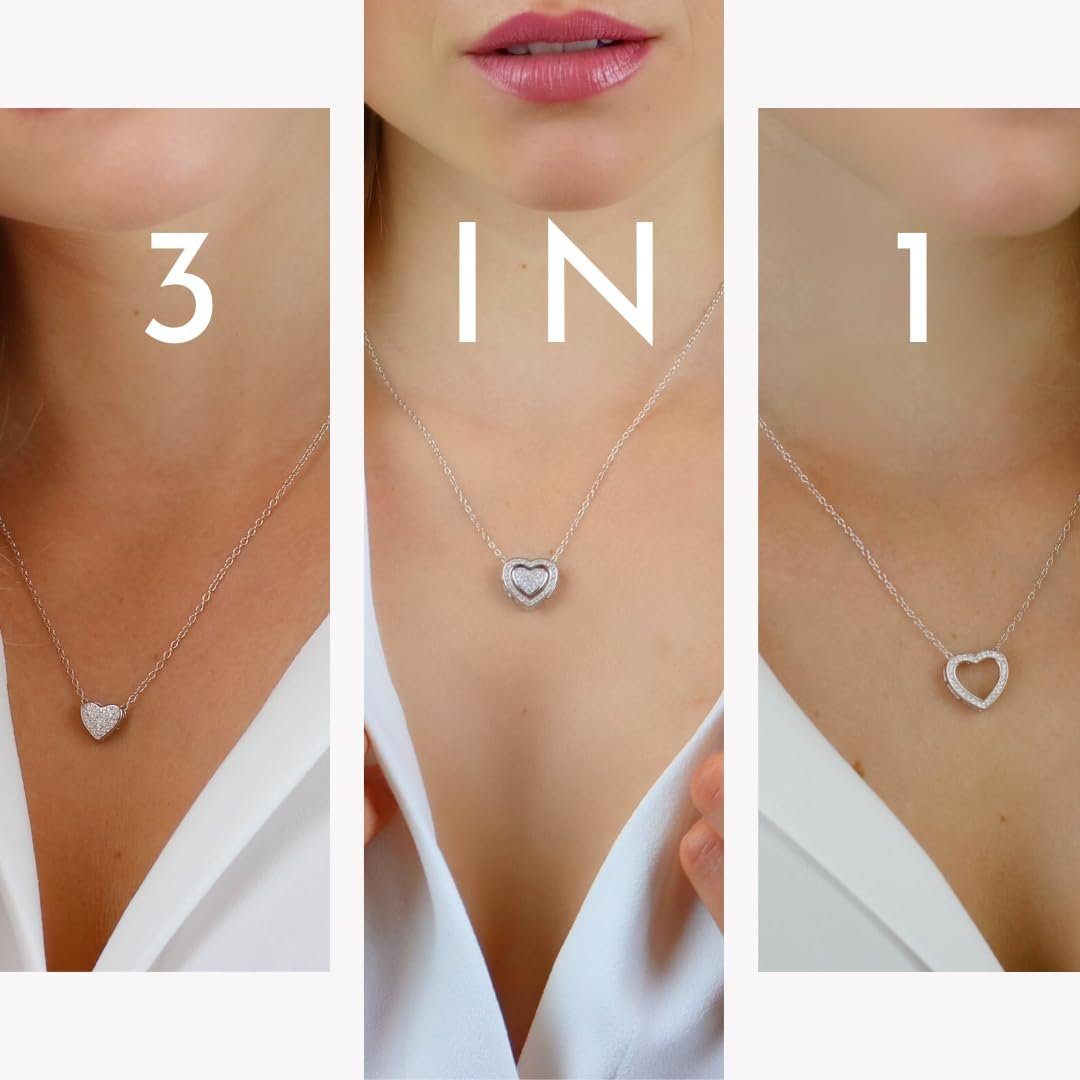 LOVENEST Herzkette Herzkette 3-in-1 Silber 925 Damen *Ich Liebe Dich* Herz-Anhänger (Silberkette Anhänger Geschenke für Frauen Weihnachtsgeschenk Freundin, Geschenkset Damenkette Weihnachten Set), Sie Geburtstag Hochzeitstag Liebesbeweis Liebesgeschenk Herz Schmuck