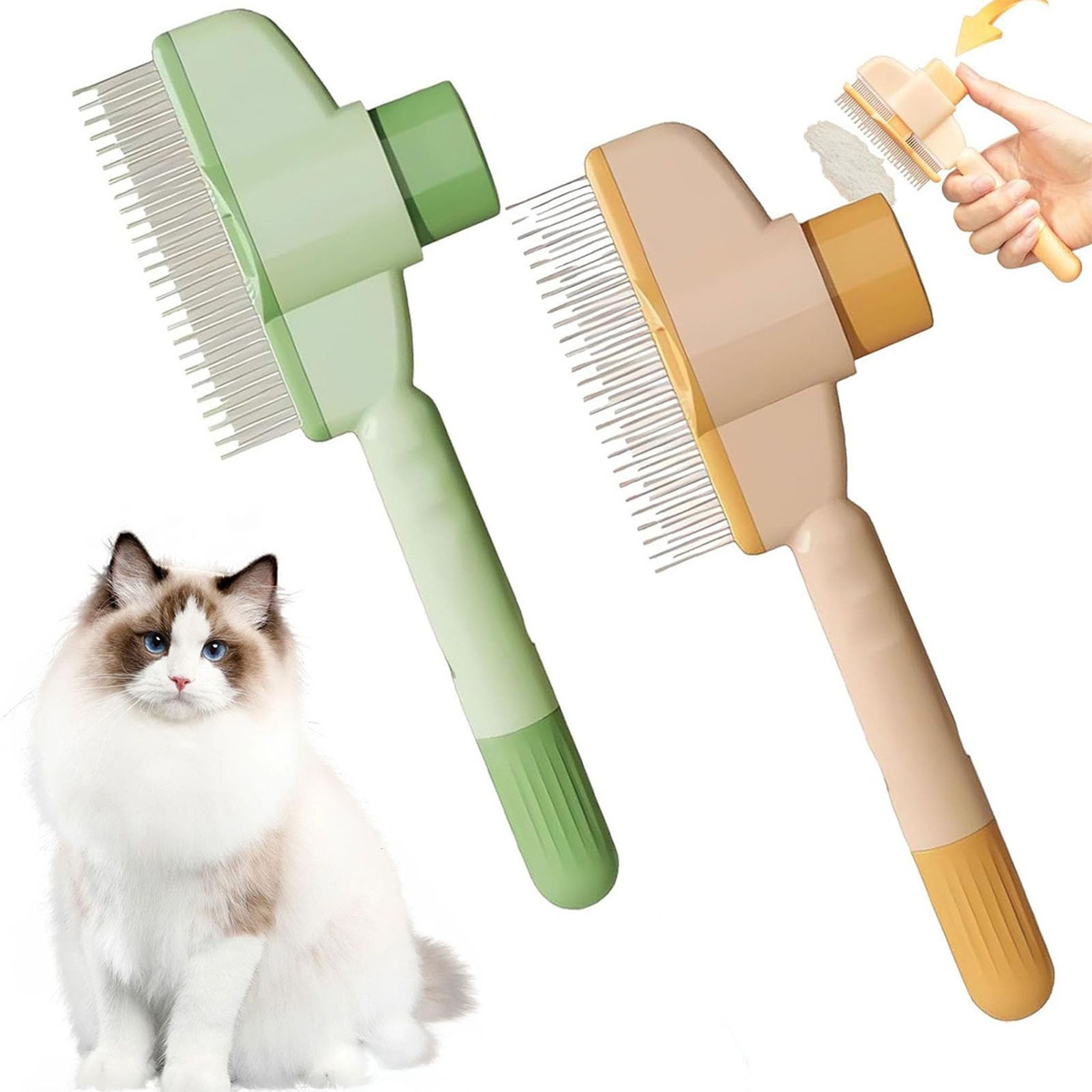 FELIXLEO Fellbürste 2 Set Reinigungsbürste für Haustiere Hundebürste Katzenbürste Knopf