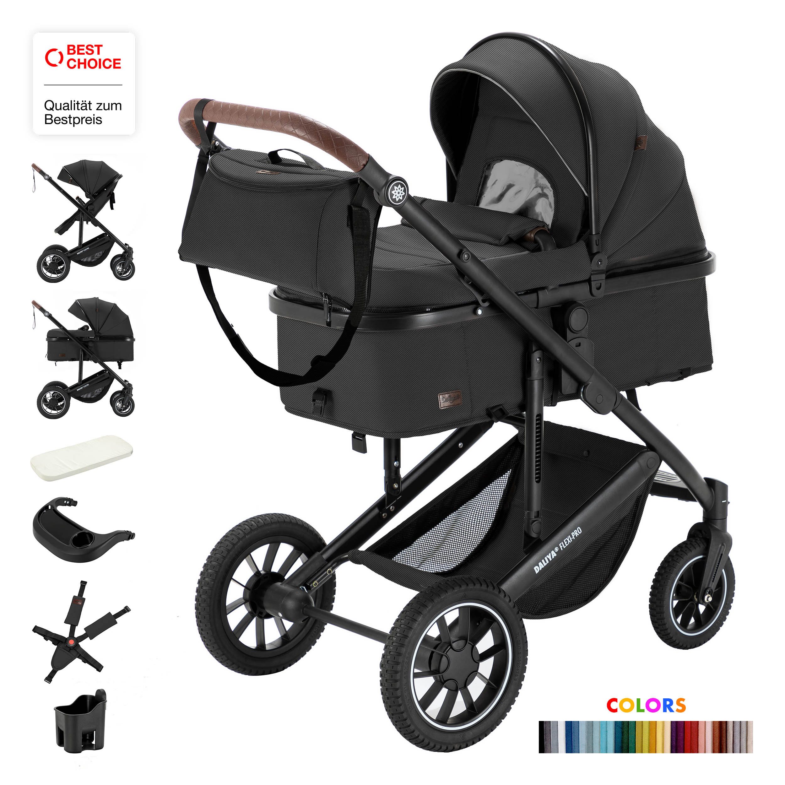 Kombi-Kinderwagen FLEXI-PRO M 2in1 Kinderwagen & Buggy, Reisekinderwagen, XXL Set