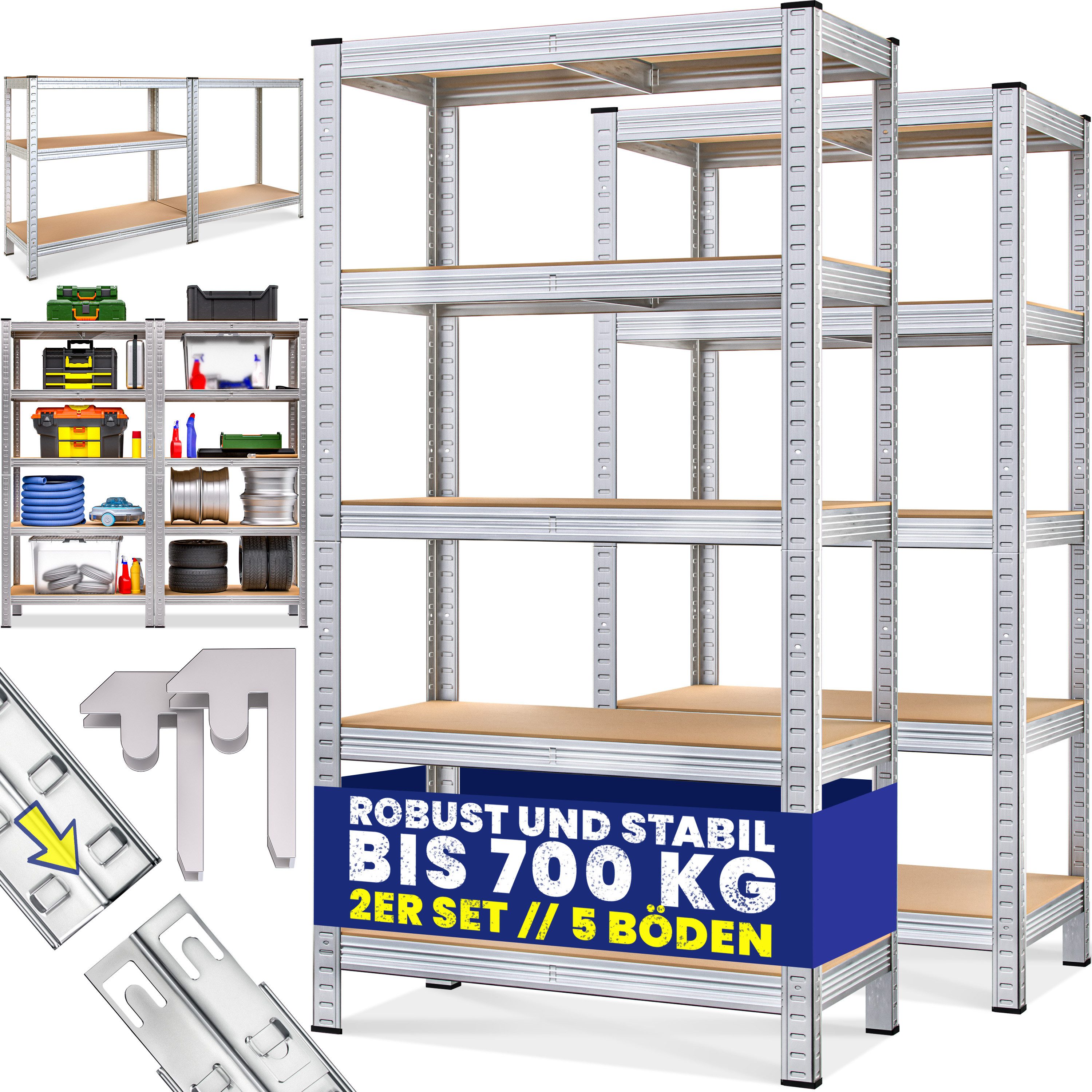 monzana Schwerlastregal, 2x 170x75x30cm 350kg 5 günstig online kaufen