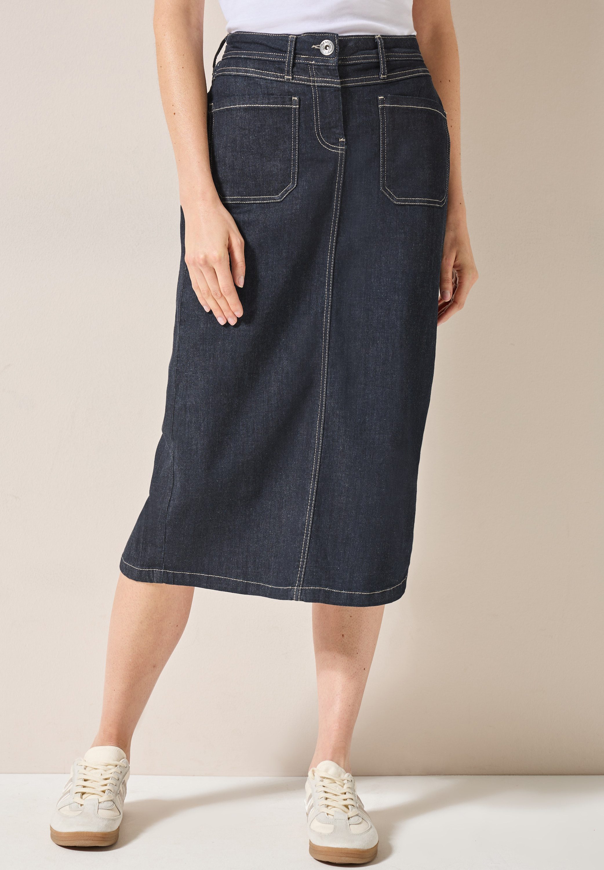 Witte midi-jeansrok met A-lijn | Essentiel Antwerp België