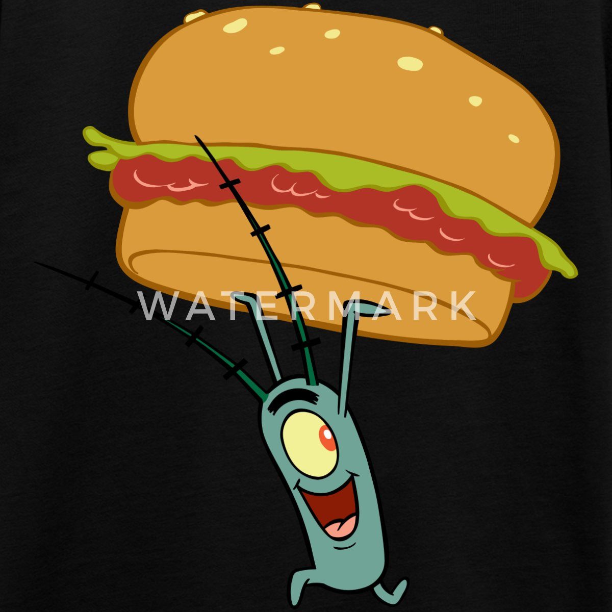Spreadshirt T-Shirt Spongebob Schwammkopf Plankton Mit Hamburger Teenager Premium T-Shirt (1-tlg)