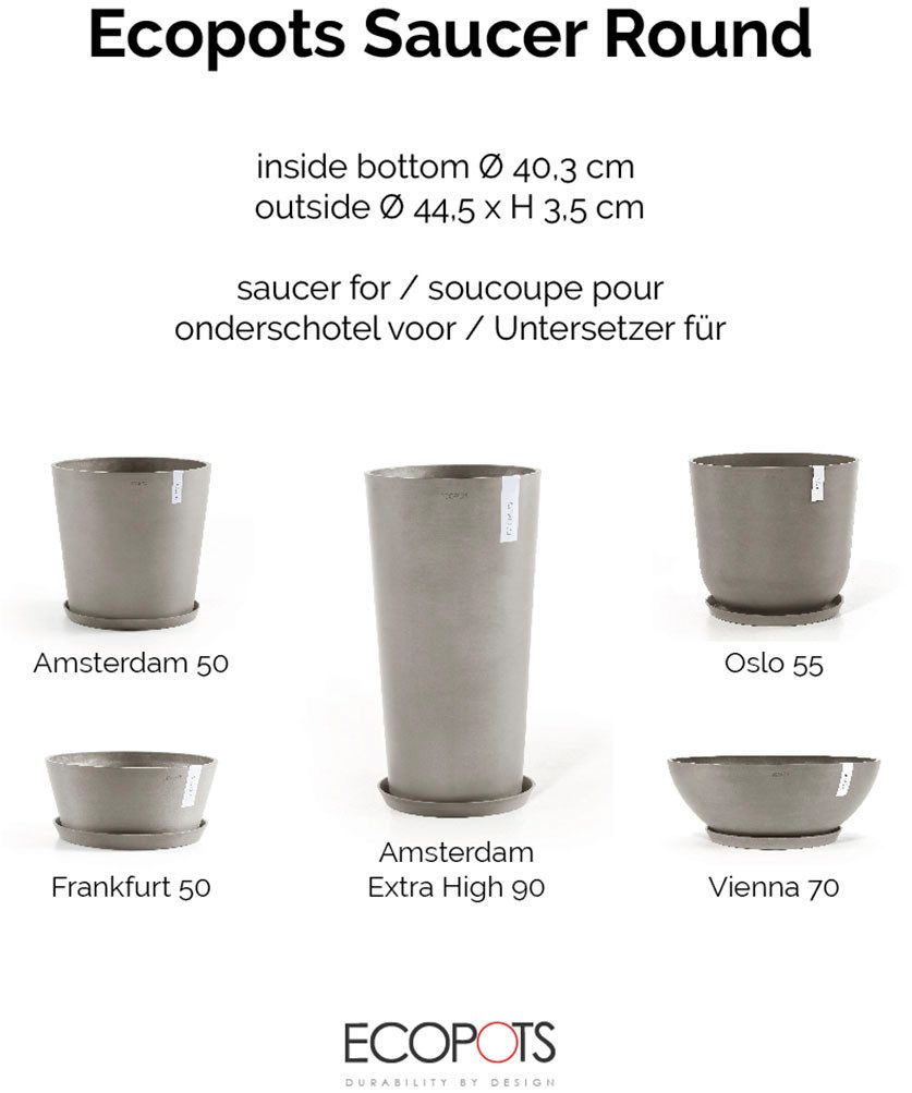 ECOPOTS Blumentopfuntersetzer ROUND SAUCER Taupe, BxTxH: 44,5x44,5x3,5 cm günstig online kaufen