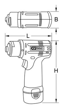 KS Tools Montagewerkzeug, B: 5 cm, L: 13 cm, Akku-Schleifmaschine, 3.200 U/min 10,8V, mit 2 Akkus und 1 Ladegerät