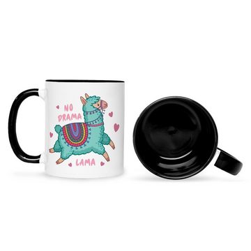 GRAVURZEILE Tasse mit Spruch - No Drama Lama für Freunde & Familie, Farbe: Schwarz & Weiß