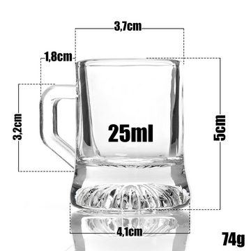 BigDean Schnapsglas 6 x Schnapsgläser 3cl Shotgläser Spülmaschinenfest mit Henkel, Glas