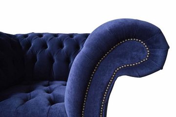JVmoebel Chesterfield-Sessel, Chesterfield Sessel Wohnzimmer Klassisch Design Textil Blau