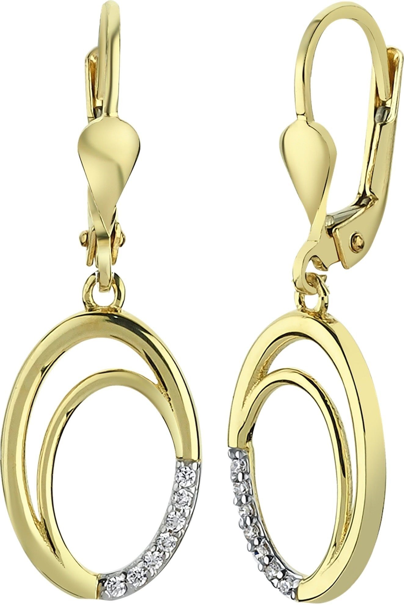 Balia Paar Ohrhänger Balia Ohrhänger für Damen 8K Gold (Ohrhänger), Ohrhänger (Oval) aus 333 Gelbgold - 8 Karat, Farbe: weiß, gold
