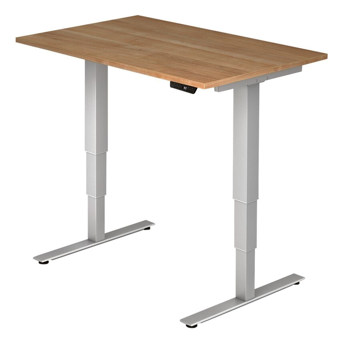 Schreibtisch cm, horizontale Nussbaum / traversenlos Ergonomic, Höhe Havanna Kabelwanne bis HAMMERBACHER elektrisch 128,5