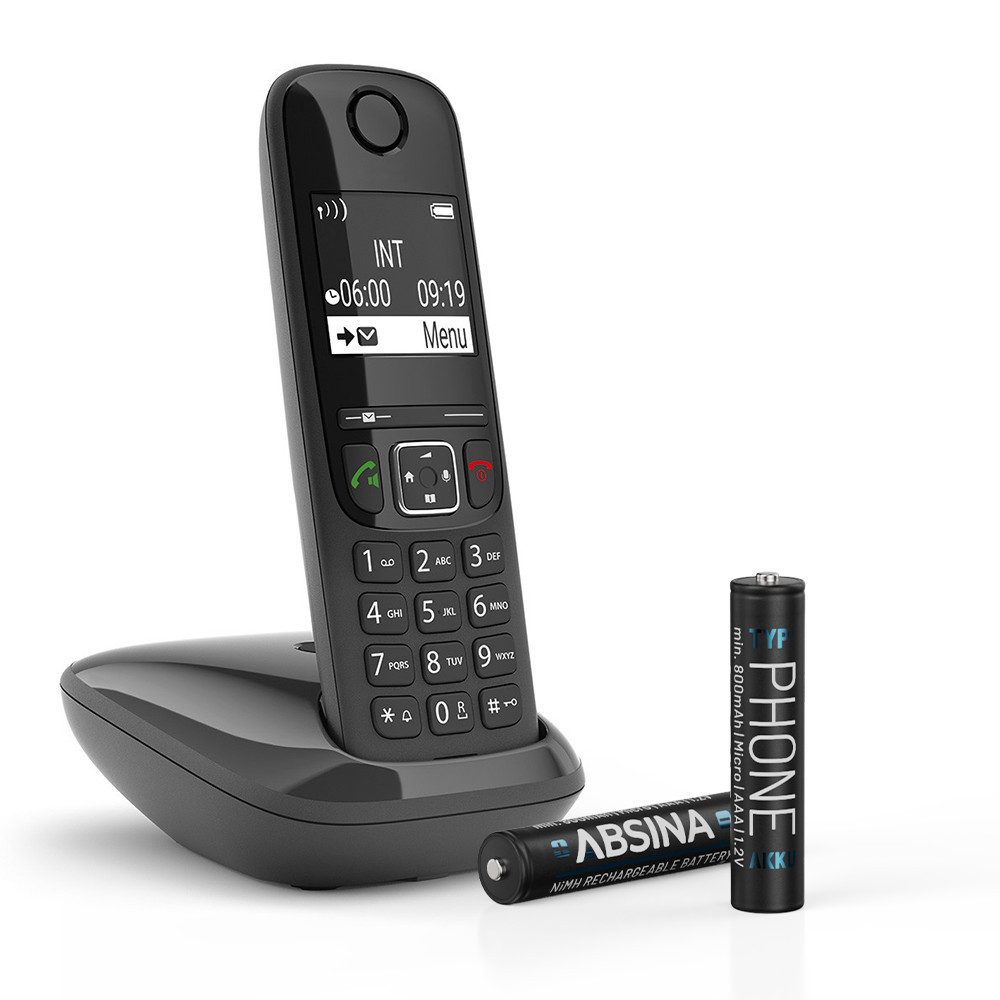 ABSINA Akku AAA für Telefon 800 mAh - 4x NiMH Telefonakkus Akkus Batterien Akku 800 mAh (1.2 V)