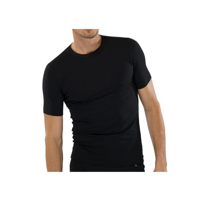 Schiesser Unterziehshirt Rundhals T-Shirt 95/5 2er Pack Farbe:Schwarz (000);Größe:4/S (Packung 2er-Pack)