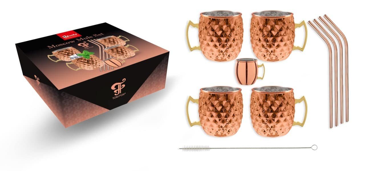 FUCHS Glas Diamond Moscow Mule Becher Set Kupfer