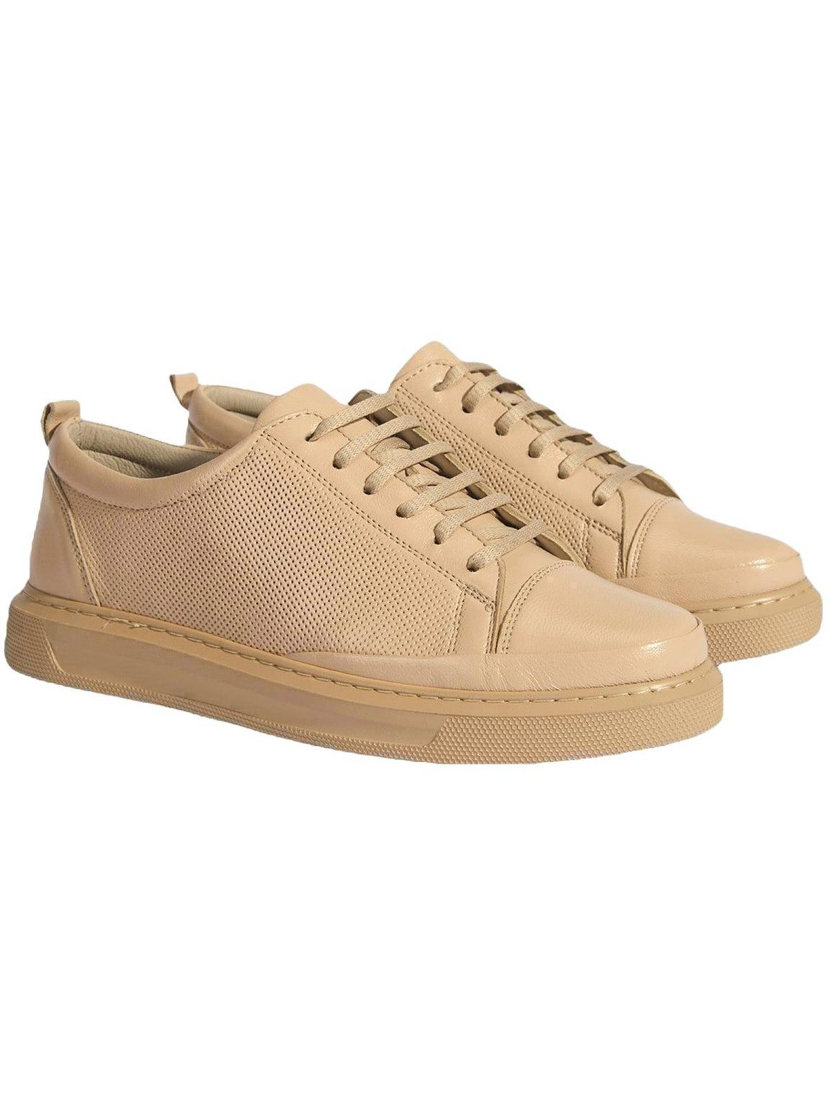 Damen-Sneaker aus Leder – Elastische Schnürsenkel, flacher Absatz Sneaker