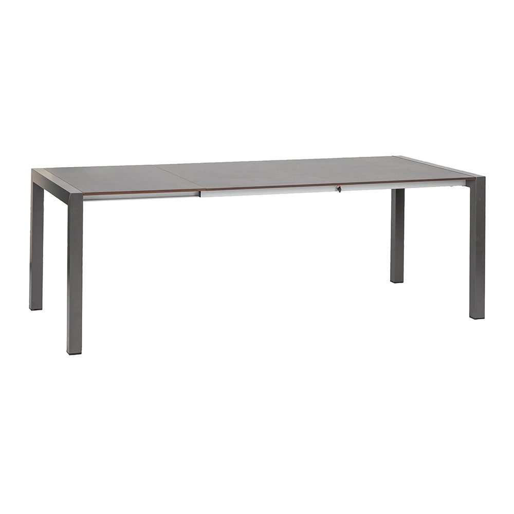 acamp Garten-Essgruppe Terrassenmöbel Aluminium 5tlg 4 Sessel Ausziehtisch HPL, (Stühle Stapelbar inkl Sitzkissen atmungsaktives Gewebe), Ausziehtisch 180x98 cm HPL Tischplatte wasserfest