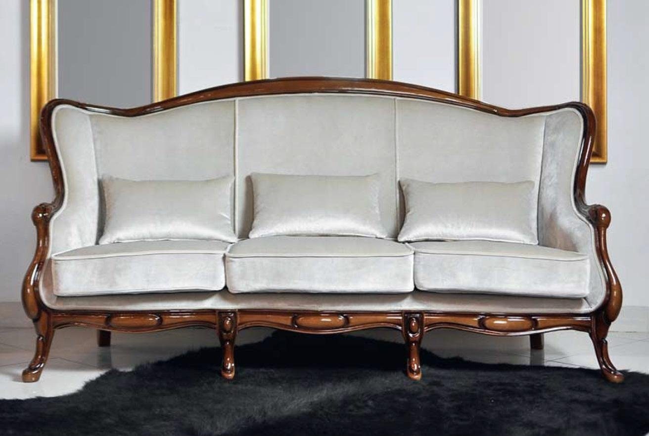 JVmoebel 3-Sitzer, Dreisitzer Sofa 3 Sitzer Luxus Stoff Grau Wohnzimmer Klassischе Möbel