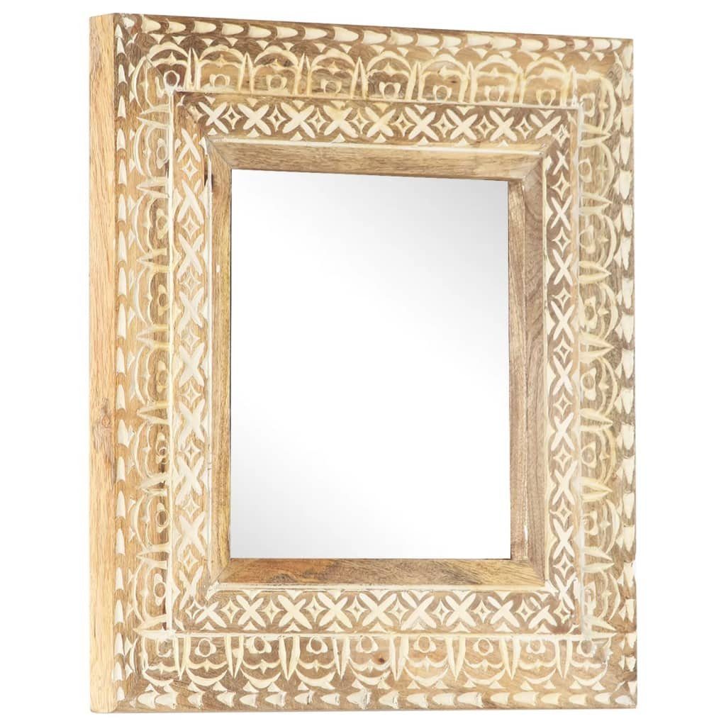 furnicato Wandspiegel Spiegel Handgeschnitzt 50x50x2,6 cm Massivholz (1-St)