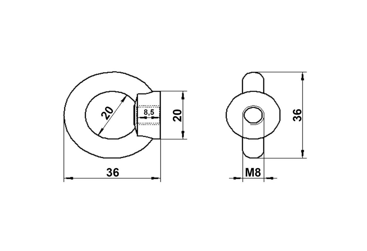 Thumbnail - SO-TECH® Ringmutter Ringmutter M8 + M10 Edelstahl AISI 316 (V4A), (1-St), salzwasserbeständig