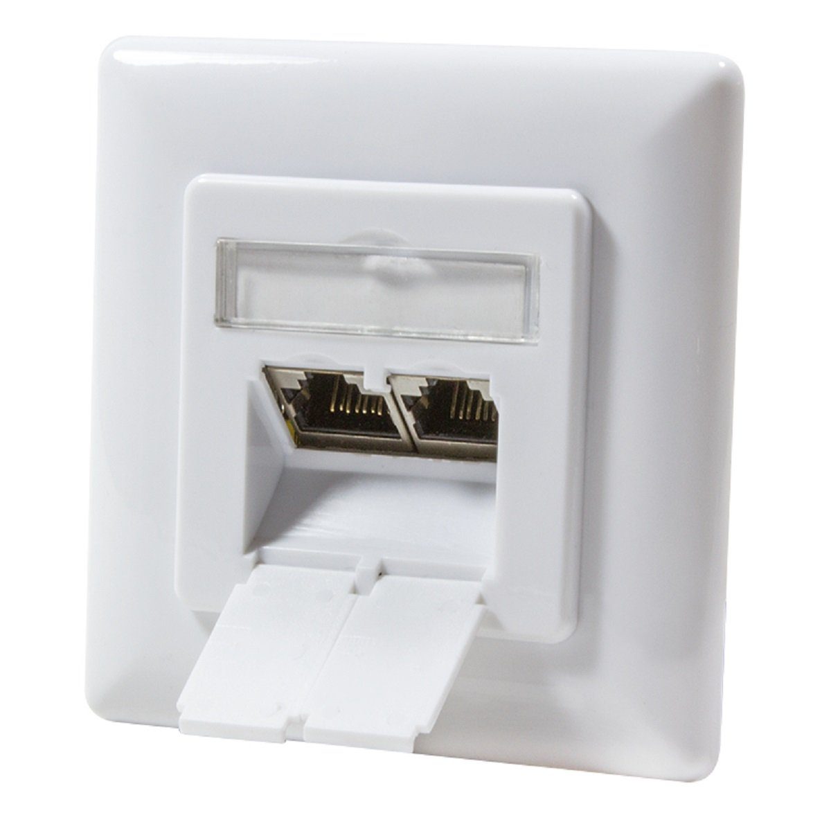 LogiLink Cat.6A Netzwerkdose UP 2xRJ45 geschirmt, signalweiß Datendose Netzwerk-Adapter