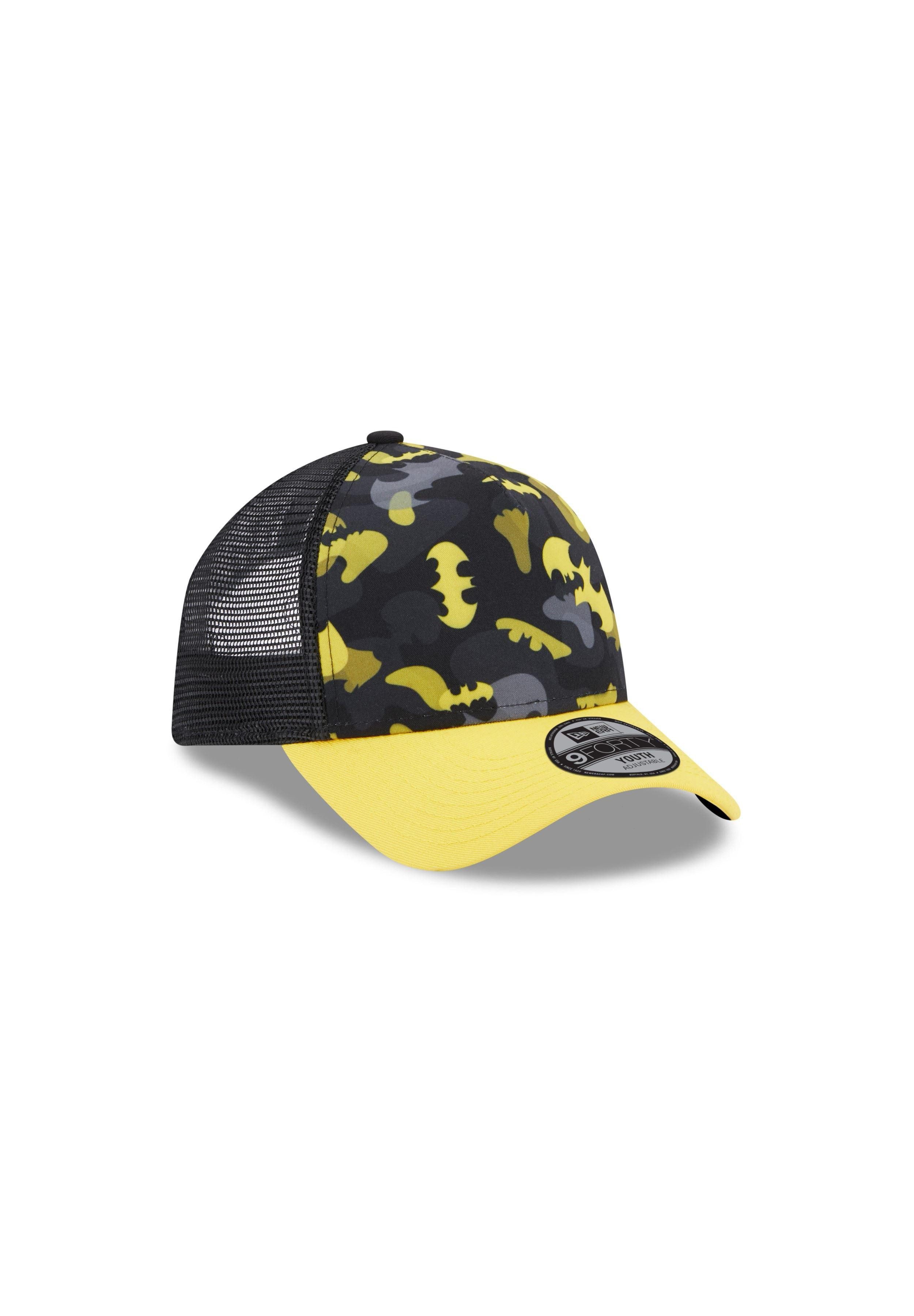 New Era Baseball Cap Batman DC Print Black Yellow A-Frame Adjustable Kids Trucker Cap New E (1-St)