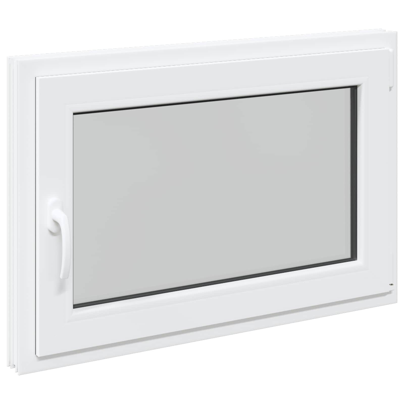 vidaXL Fenster Kellerfenster RISOR 90 x 70 cm PVC und Glas Weiß, (1 St)