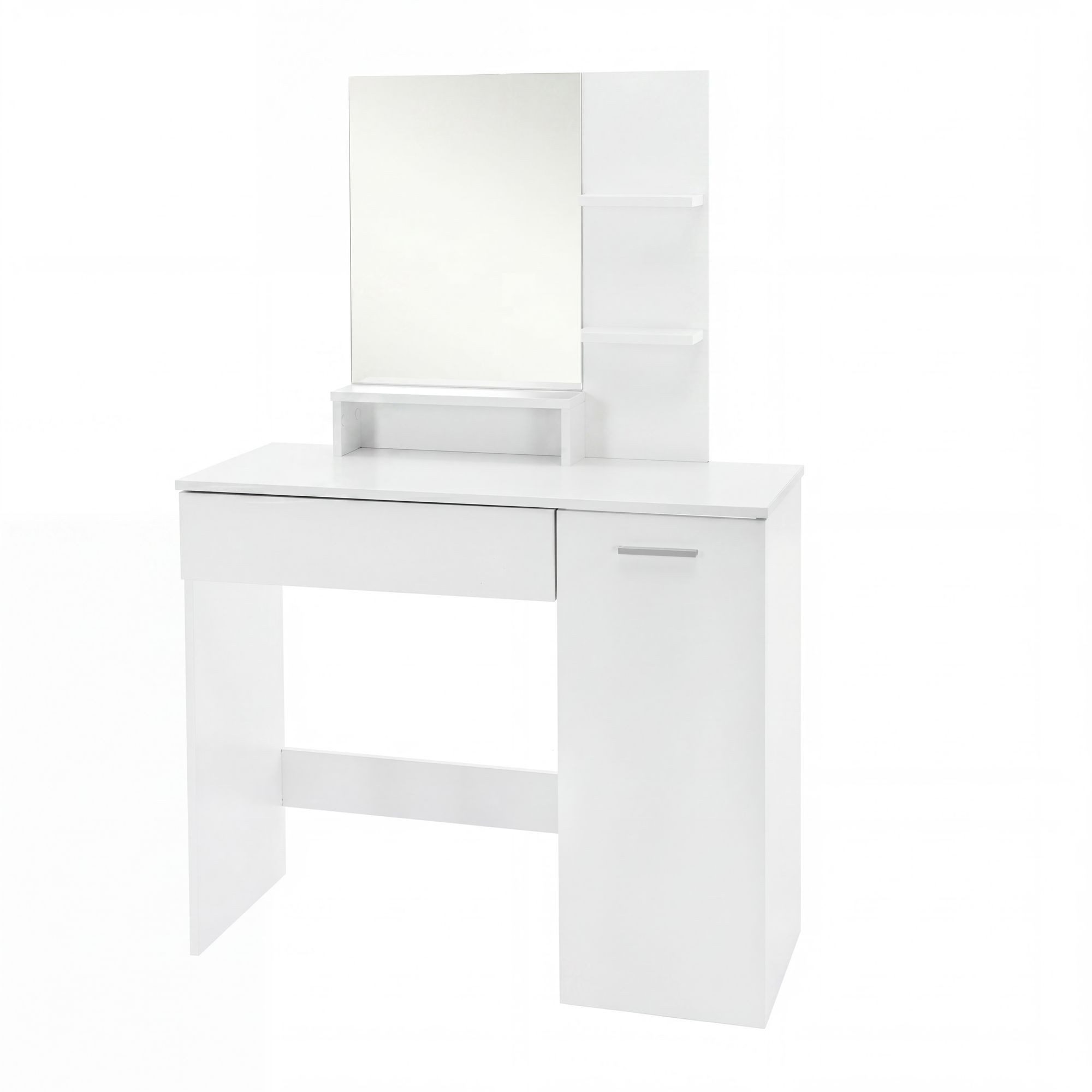 Wohnling Schminktisch WL7.833 Kosmetiktisch 90cm Frisiertisch Weiß Make-Up-Tisch Spiegel (Helle Frisierkommode für das Schlafzimmer), Kratzfeste Oberfläche dank Melaminharzbeschichtung