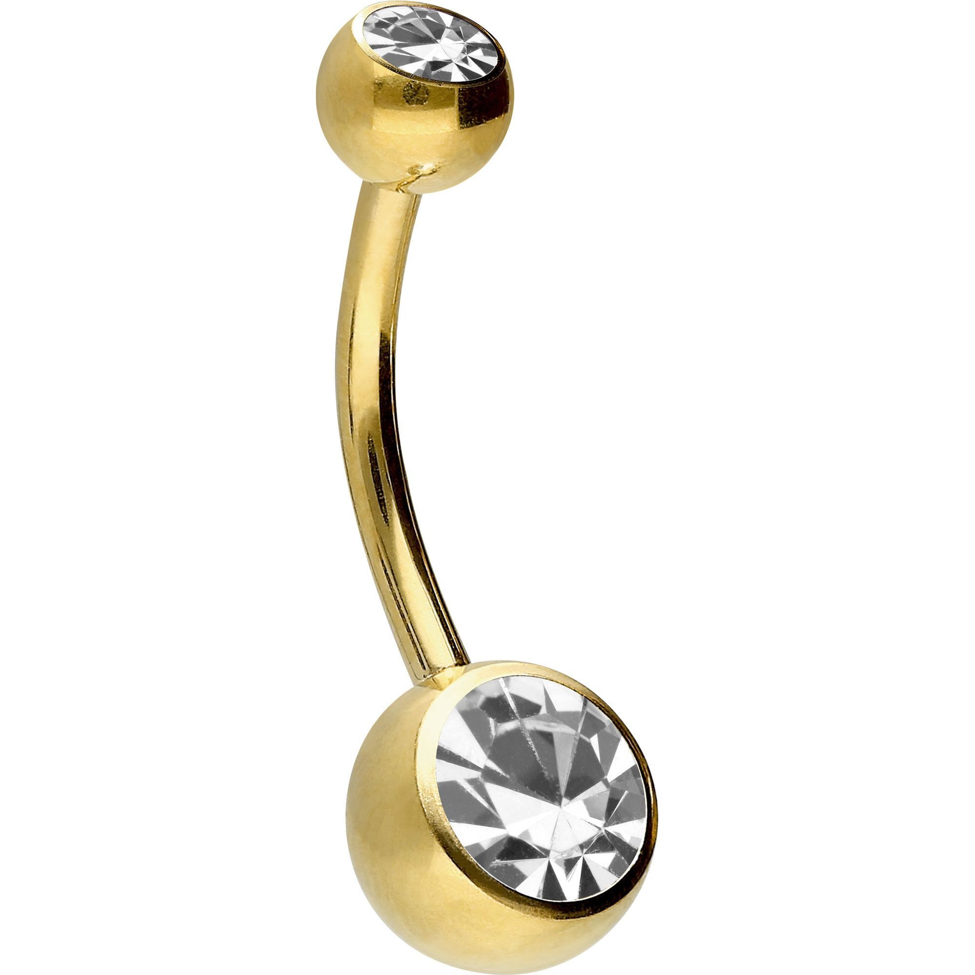 Bauchnabelpiercing Chirurgenstahl Bananabell ZWEI KRISTALLE