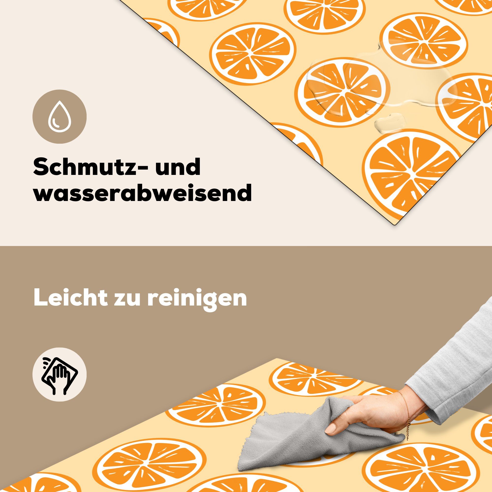 Tropisch, küche Orange Vinyl, 78x78 für Ceranfeldabdeckung, (1 tlg), - cm, MuchoWow - Arbeitsplatte Obst Herdblende-/Abdeckplatte