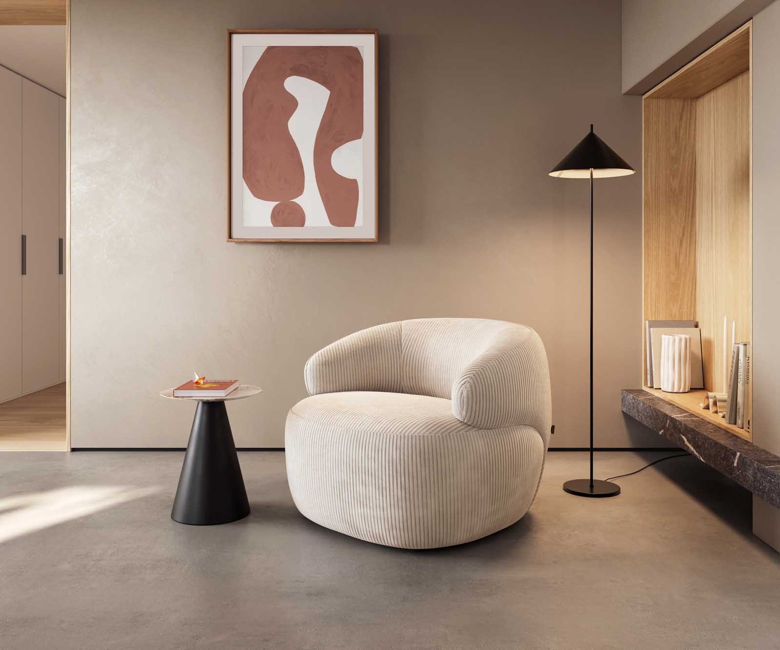 DELIFE Cocktailsessel Nova, Cord Beige 88x88 günstig online kaufen