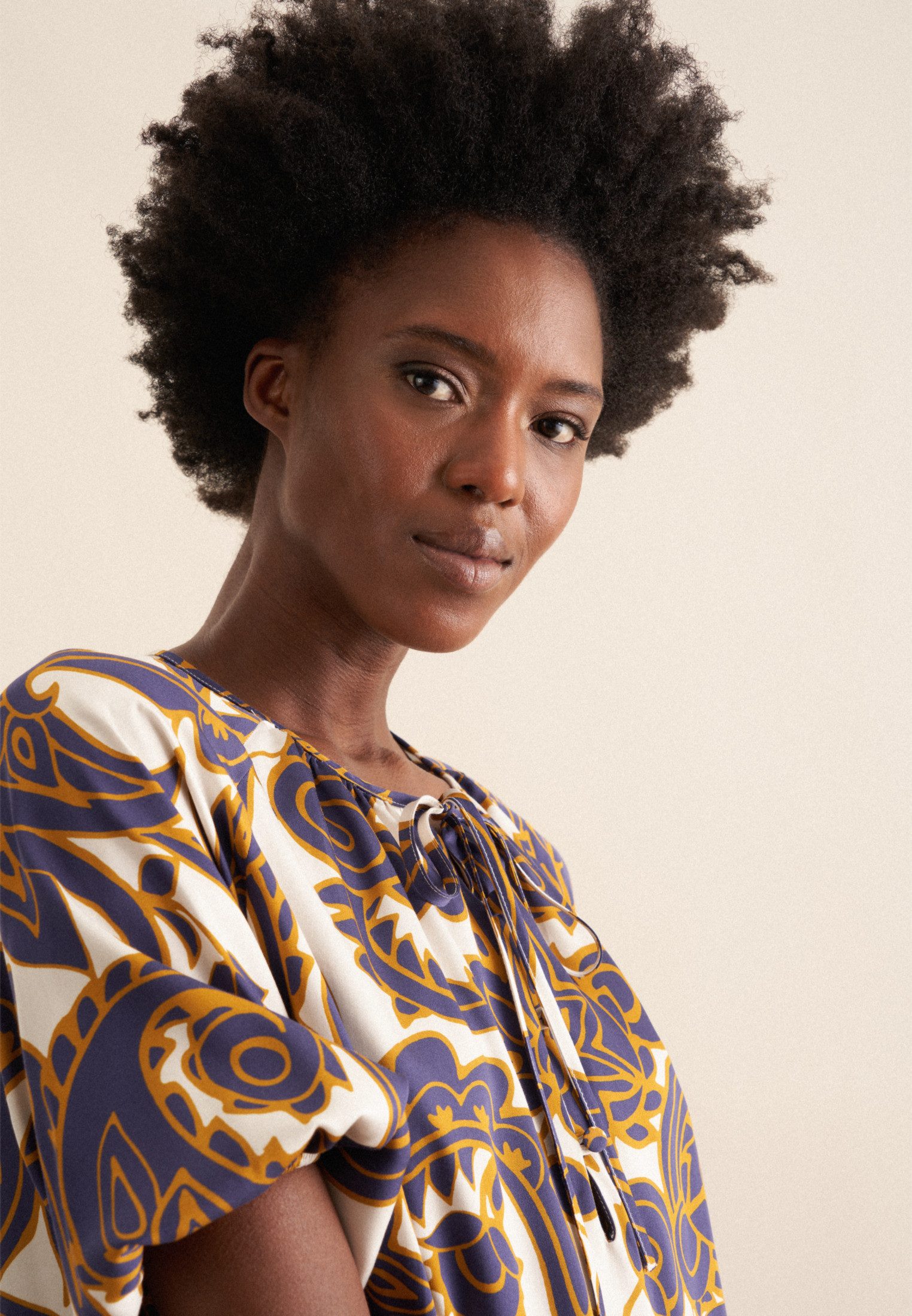 seidensticker Shirtbluse Schwarze Rose 1/2 Rundhals Paisley