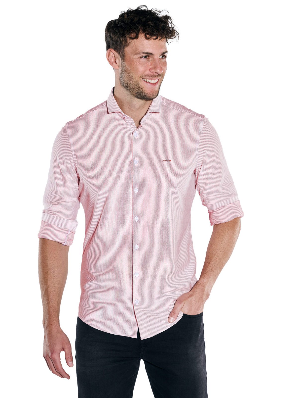 emilio adani Langarmhemd emilio adani Herren Langarm-Hemd gestreift, Rosa