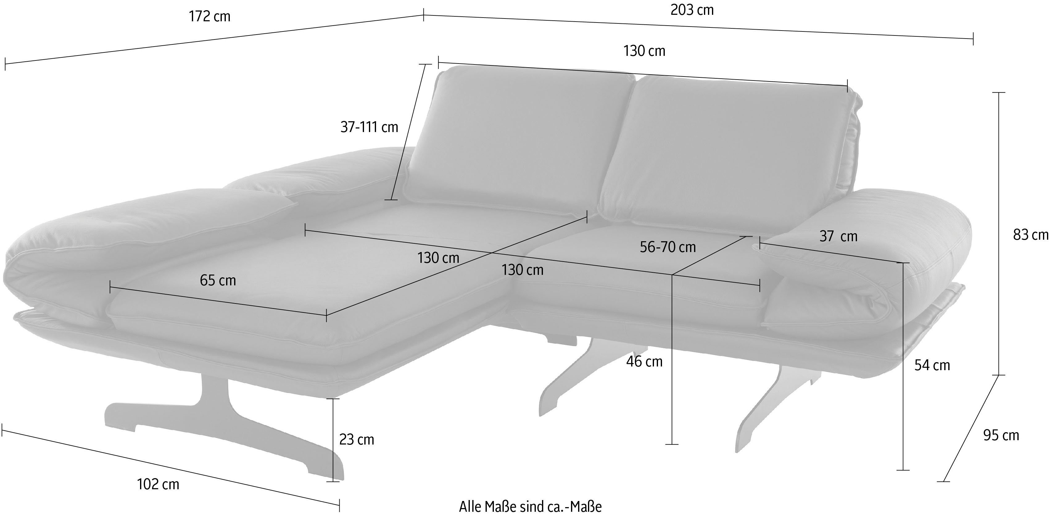 DOMO collection Ecksofa New York, wahlweise Kufenfüßen mit aus Rückenfunktion, mit Arm- und Metall