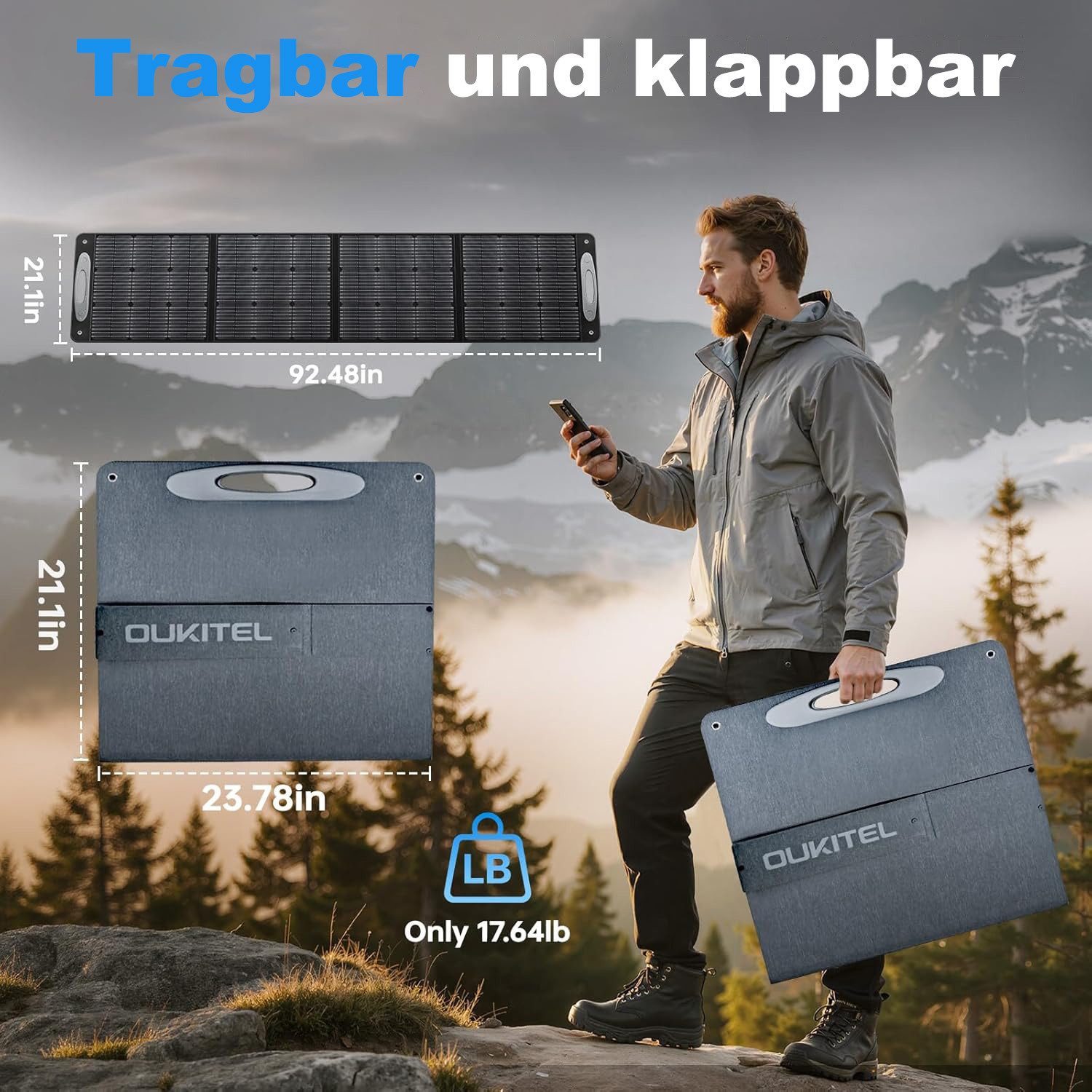 OUKITEL Stromerzeuger P1000E Plus 1800W/1024Wh Tragbare Powerstation, 1,8 in kW, (LiFePO4-Akku, 1-tlg., Mit 200W Solarpanel), Solargenerator mit 4*1800W AC Ausg – Bild 2 von 5
