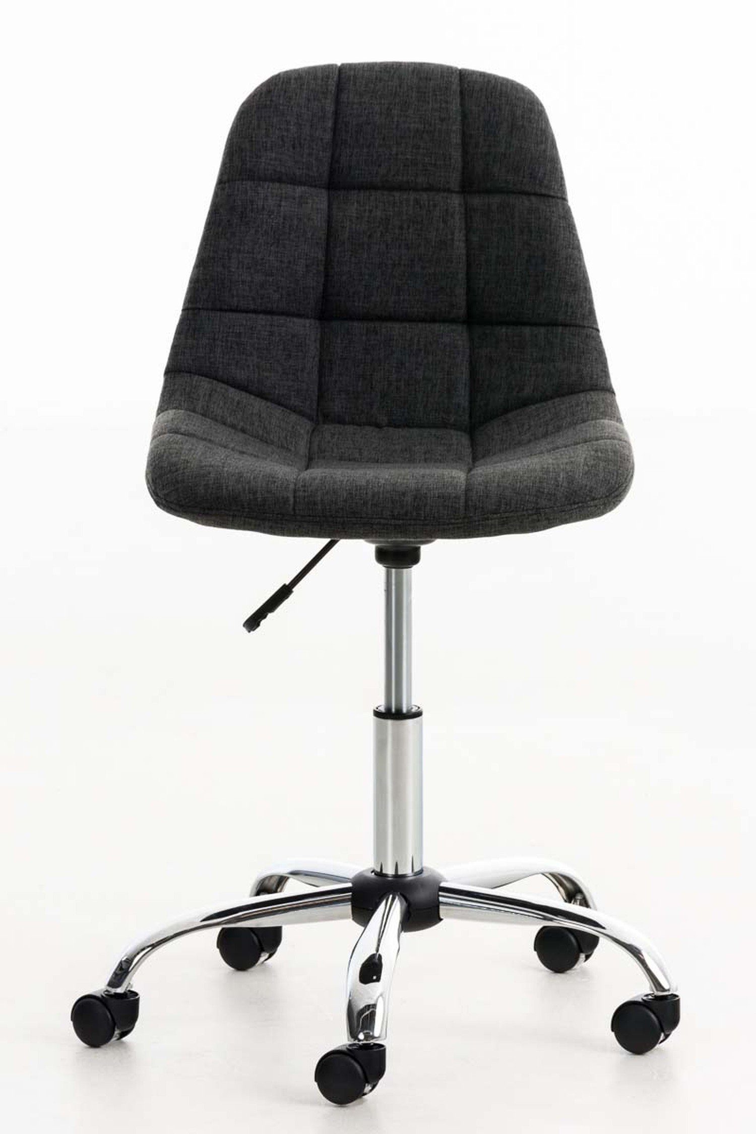 Stoff TPFLiving Sitzfläche: mit drehbar 360° Gestell: Chefsessel, (Schreibtischstuhl, - Drehstuhl, Bürostuhl bequemer Rückenlehne Konferenzstuhl), - Metall Emily dunkelgrau chrom höhenverstellbar und