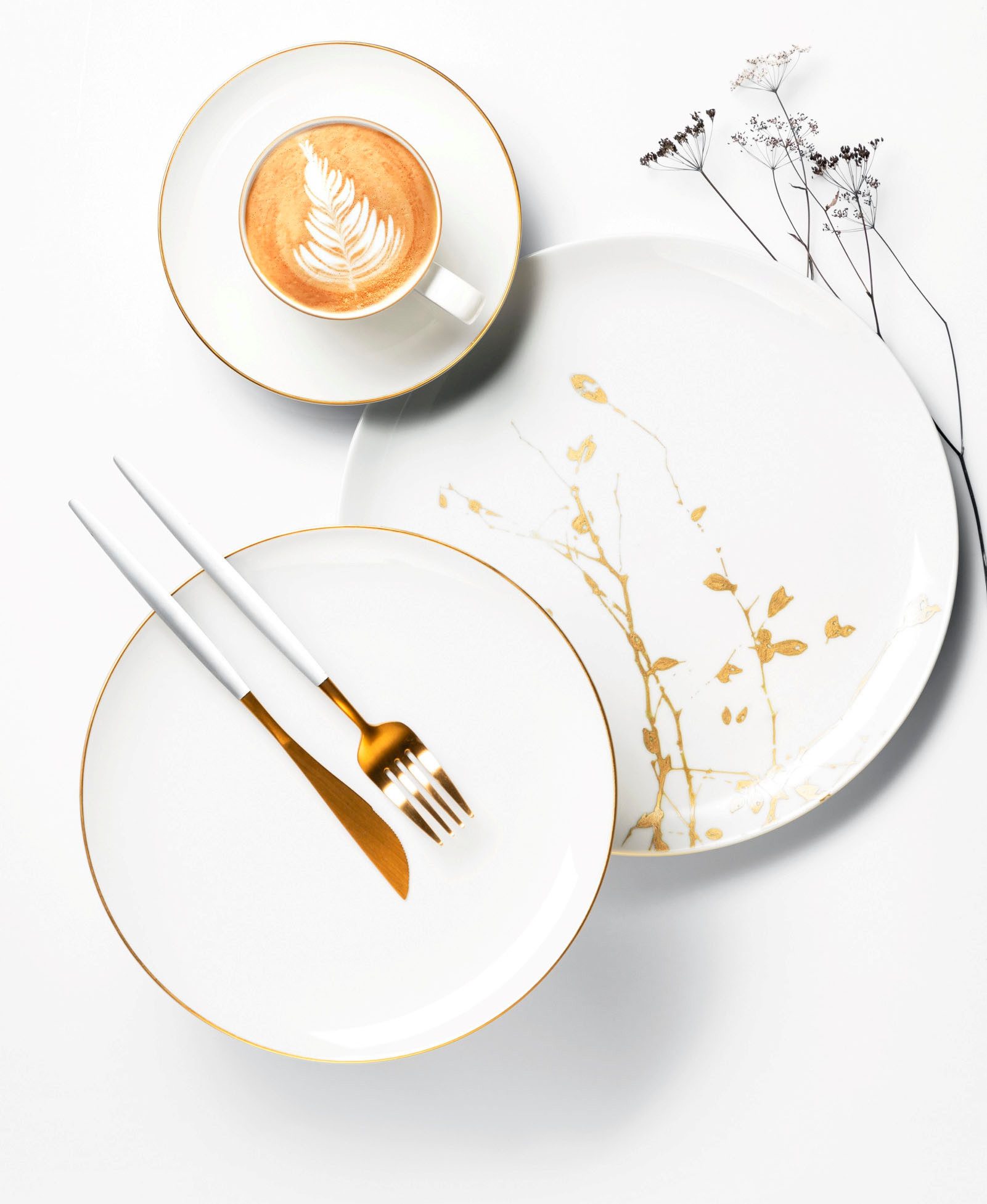 Seltmann Weiden Kaffeeservice Geschirr-Set, 18 Teile, Liberty Golden Rose Hip (18-tlg), 6 Personen, Porzellan, Tassen, Untertassen, Teller, Made in Germany, 18 Teile, für 6 Personen