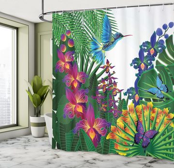 Abakuhaus Duschvorhang Moderner Digitaldruck mit 12 Haken auf Stoff Wasser Resistent Breite 175 cm, Höhe 180 cm, Orchideen Vibrant tropischen Dschungel