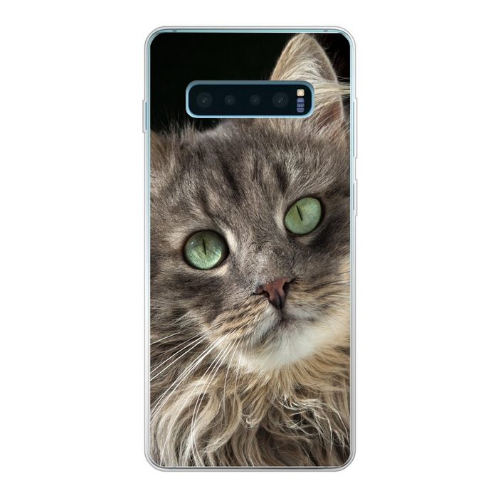 MuchoWow Handyhülle Katze mit grünen Augen Phone Case Handyhülle Samsung Galaxy S10 Lite Silikon Schutzhülle