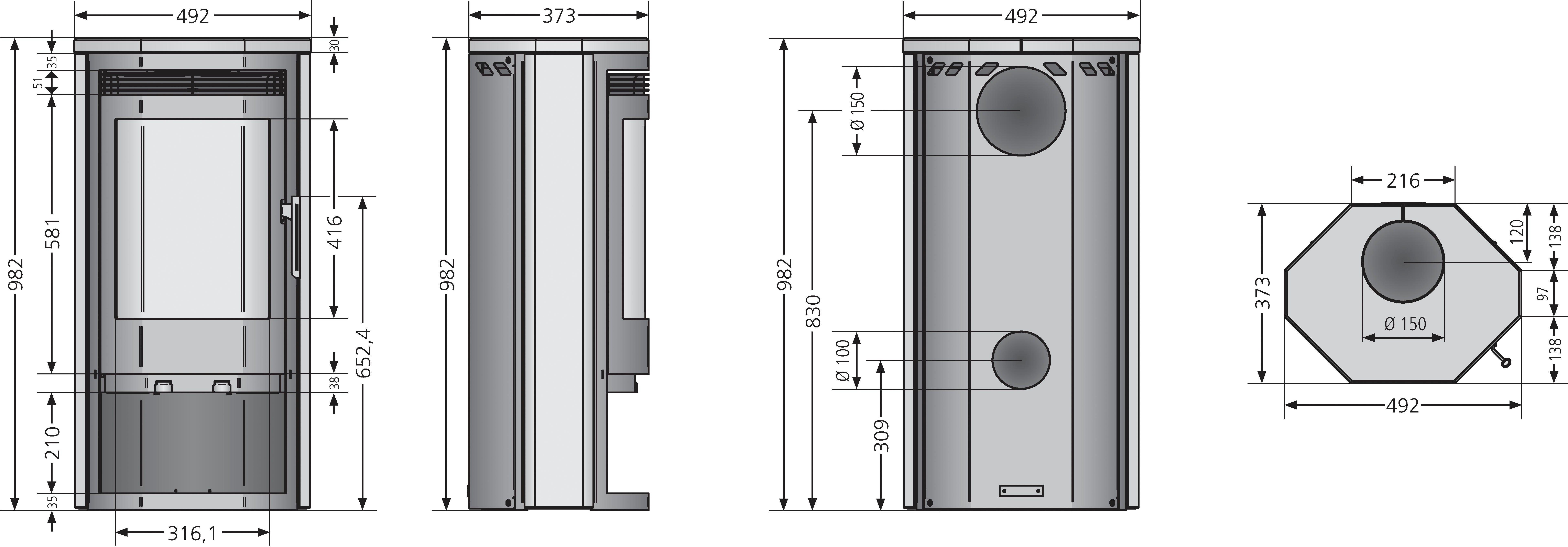 JUSTUS Kaminofen Usedom 5, 5,5 kW, Zeitbrand, Holzfach, Sandstein, mit mass günstig online kaufen